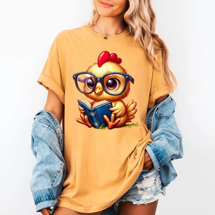 Chicken Reading a Book Farm Animal Chick Women's Comfort Colors T-Shirt Chicken Reading a Book Farm Animal Chick Women's Comfort Colors T-Shirt