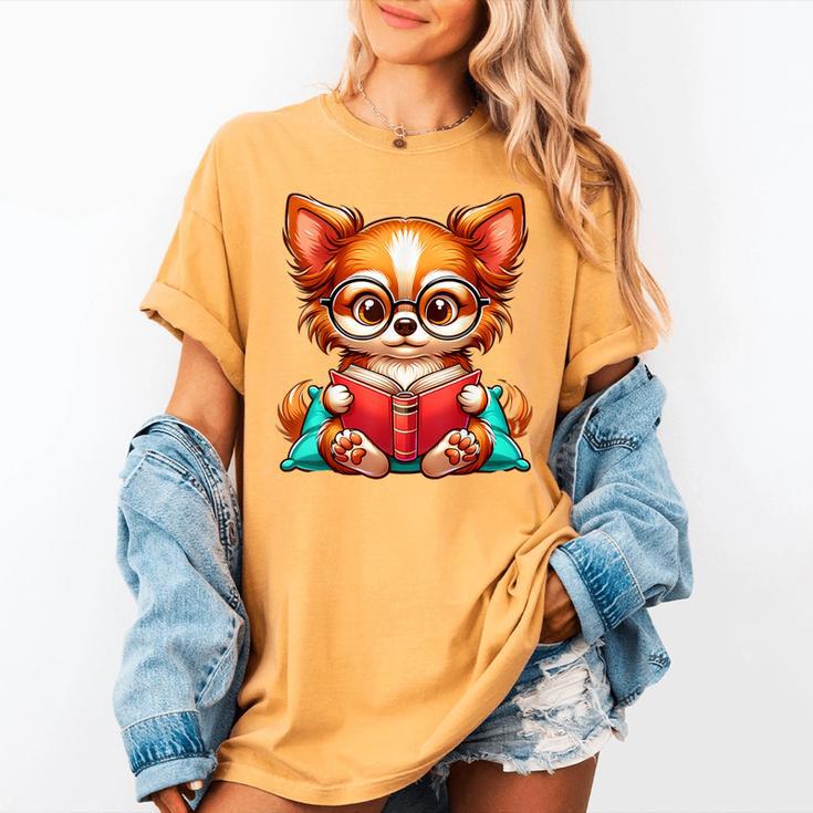 Chihuahua Reading a Book Dog Women's Comfort Colors T-Shirt Chihuahua Reading a Book Dog Women's Comfort Colors T-Shirt