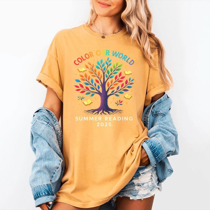 Color Our World Summer Reading Program 2025 Trippy Book Tree Women's Comfort Colors T-Shirt