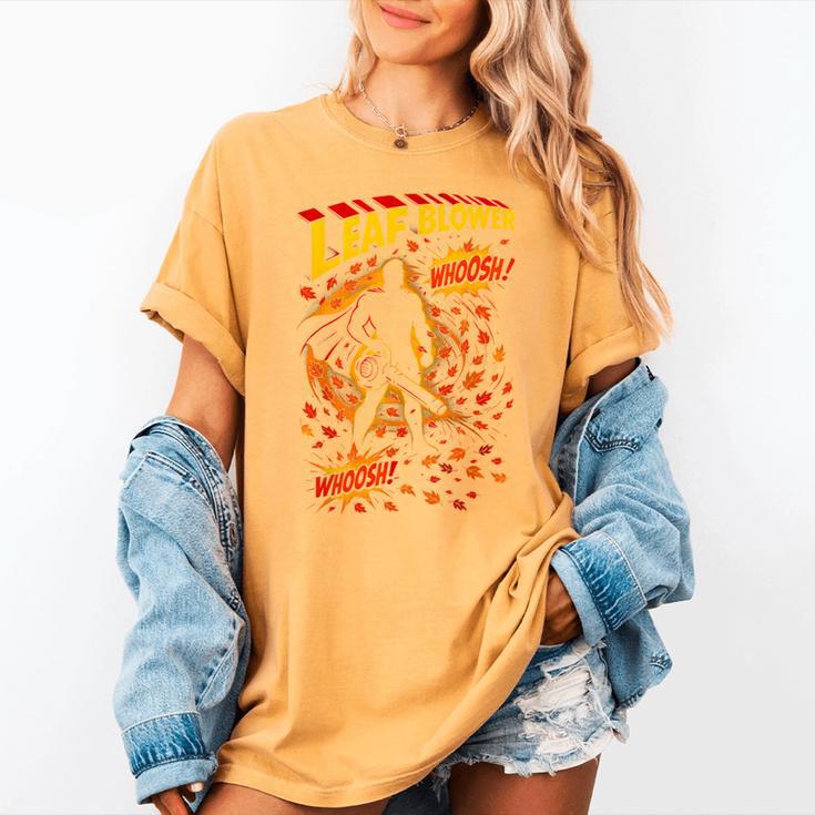 Comic Book Superhero Fall Season Leaf Blower Women's Comfort Colors T-Shirt