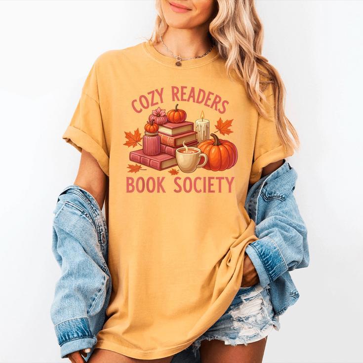 Cozy Readers Book Society Teacher Reading Floral Pumpkin Tee Women's Comfort Colors T-Shirt