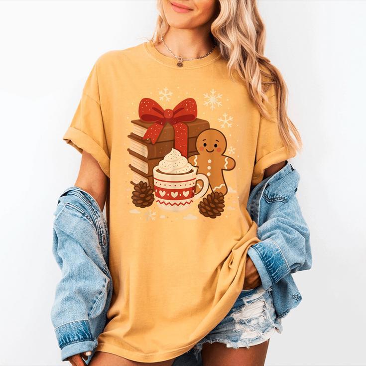 Cute Christmas Books Gingerbread Xmas Book Lover Teacher Women's Comfort Colors T-Shirt Cute Christmas Books Gingerbread Xmas Book Lover Teacher Women's Comfort Colors T-Shirt