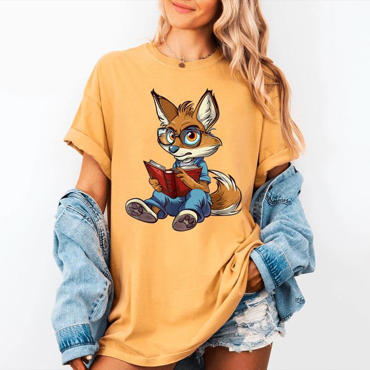 Cute Coyote With Book I Kids Coyote Women's Comfort Colors T-Shirt Cute Coyote With Book I Kids Coyote Women's Comfort Colors T-Shirt