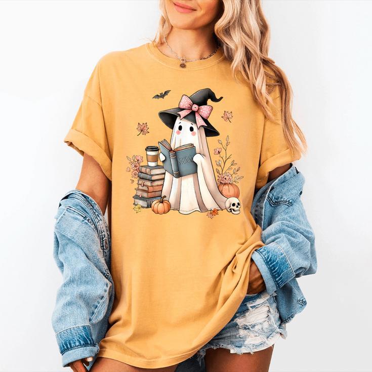Cute Ghost Reading Book Librarian Book Lover Women's Comfort Colors T-Shirt Cute Ghost Reading Book Librarian Book Lover Women's Comfort Colors T-Shirt