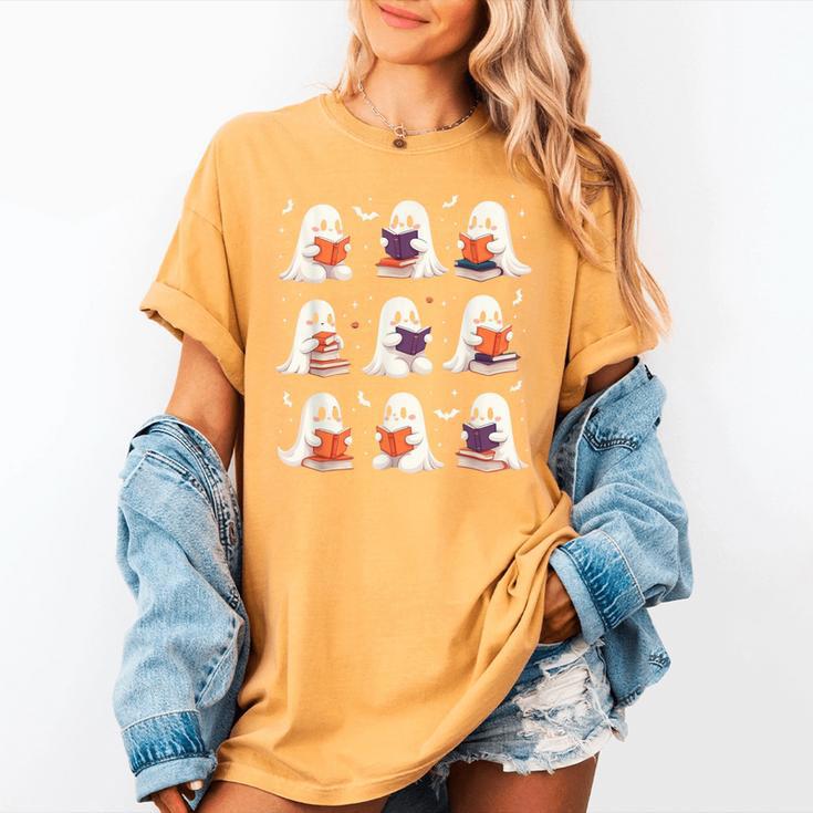 Cute Ghost Reading Book Lovers Halloween Ghost Women's Comfort Colors T-Shirt