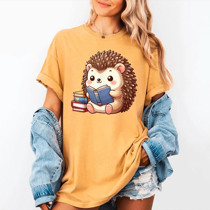 Cute Hedgehog Book Lover Readers Animal Reading Women's Comfort Colors T-Shirt