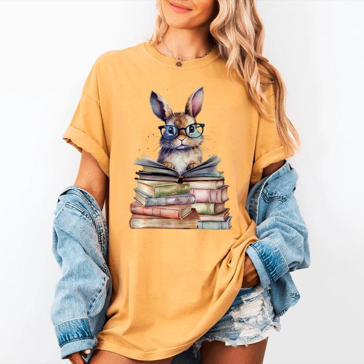 Cute Reading Bunny With Glasses Books Bookworm Reader Book Premium Tri-Blend Women's Comfort Colors T-Shirt
