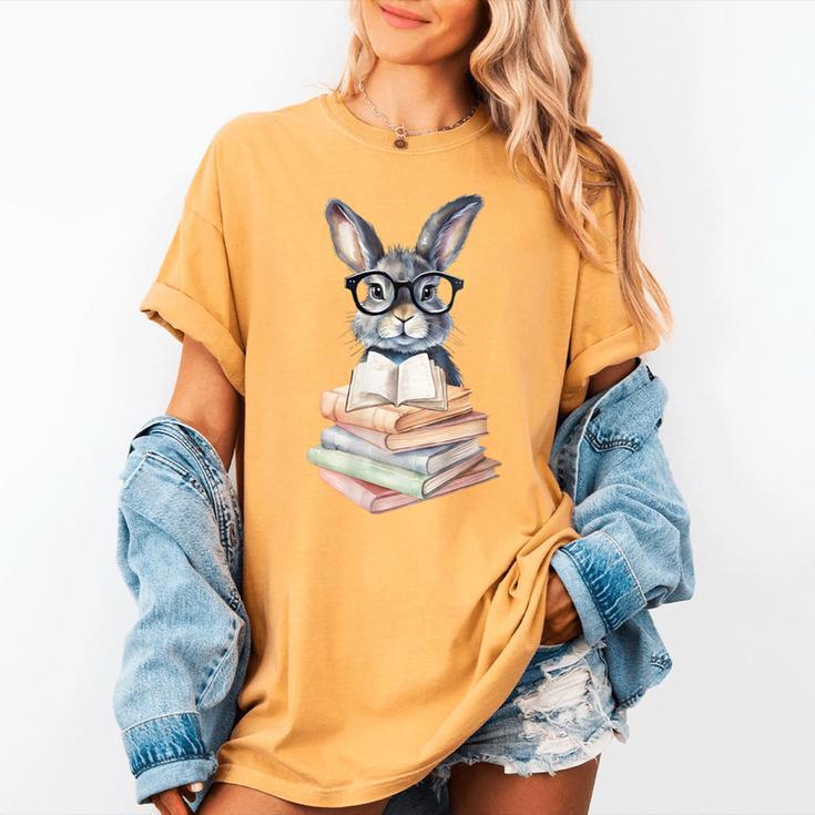 Cute Reading Bunny With Glasses Books Reader Book Bookworm Women's Comfort Colors T-Shirt Cute Reading Bunny With Glasses Books Reader Book Bookworm Women's Comfort Colors T-Shirt