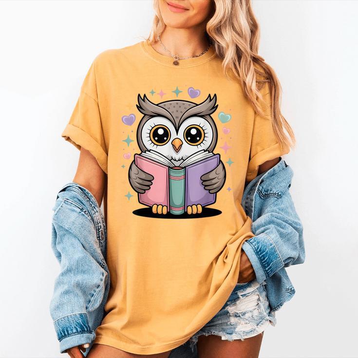 Cute Reading Owl Book Lover Teacher Librarian Bookworm Women's Comfort Colors T-Shirt Cute Reading Owl Book Lover Teacher Librarian Bookworm Women's Comfort Colors T-Shirt