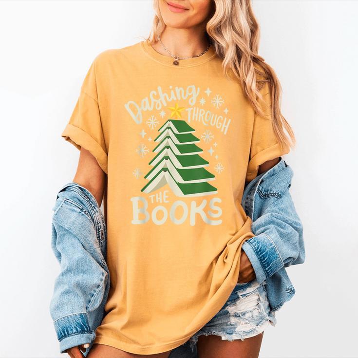 Dashing Through The Books Christmas Book Lovers Men Women Women's Comfort Colors T-Shirt