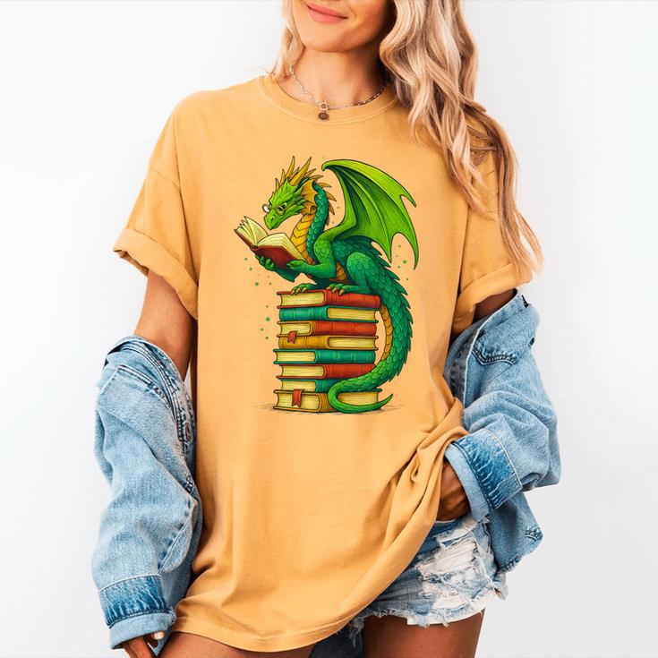 Dragon Reading Books Matching Bookworm Readers Librarian Women's Comfort Colors T-Shirt