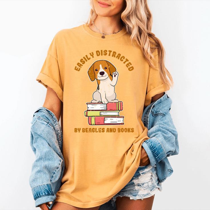 Easily Distracted By Beagles And Books Beagle Dog Women's Comfort Colors T-Shirt