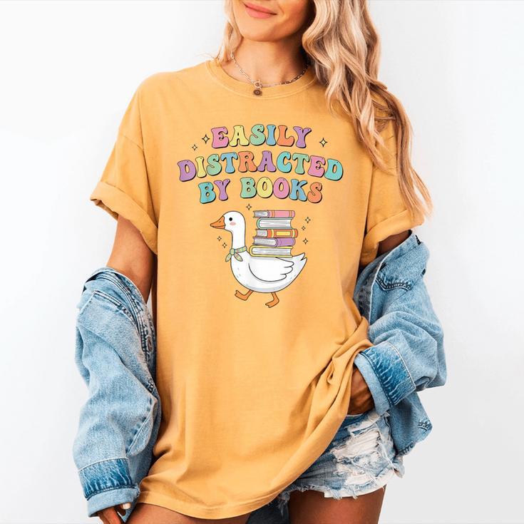 Easily Distracted By Books Silly-Goose Bookish Library Read Women's Comfort Colors T-Shirt Easily Distracted By Books Silly-Goose Bookish Library Read Women's Comfort Colors T-Shirt