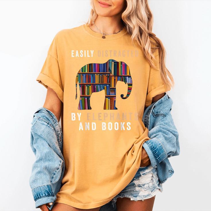 Easily Distracted By Elephants And Books Elephant Women's Comfort Colors T-Shirt