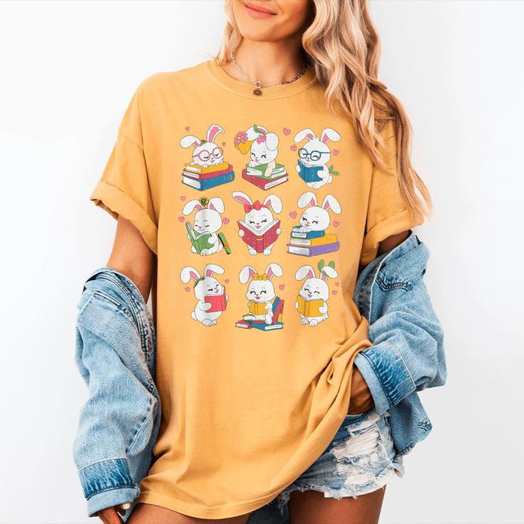 Easter Teacher Cute Bunny Reding Books Librarian Bookworm Women's Comfort Colors T-Shirt Easter Teacher Cute Bunny Reding Books Librarian Bookworm Women's Comfort Colors T-Shirt