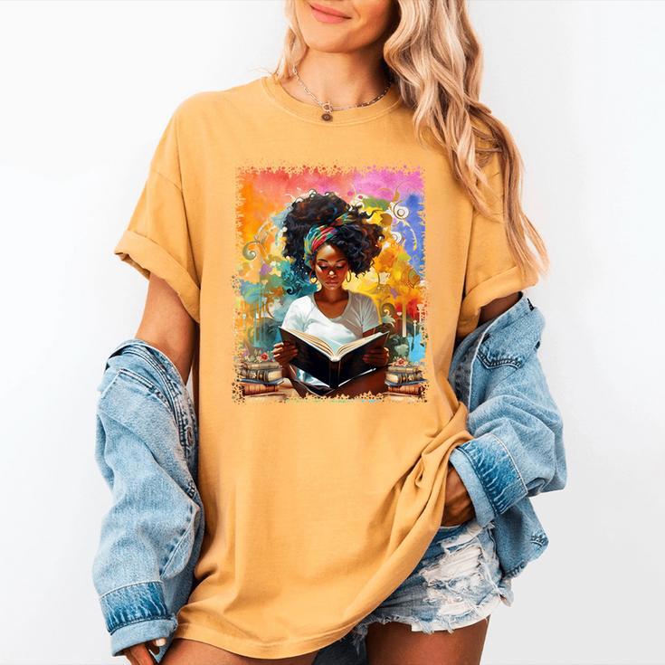 Educated Afro Girl Reading Book Lover History Month Women's Comfort Colors T-Shirt