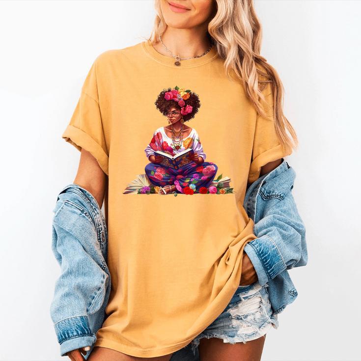 Educated Melanin Queen Afro Women Reading Book History Women's Comfort Colors T-Shirt Educated Melanin Queen Afro Women Reading Book History Women's Comfort Colors T-Shirt