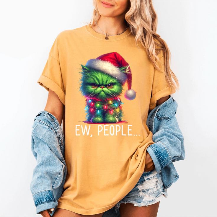 Ew People Meowy Cat Christmas Introvert Men Women Women's Comfort Colors T-Shirt