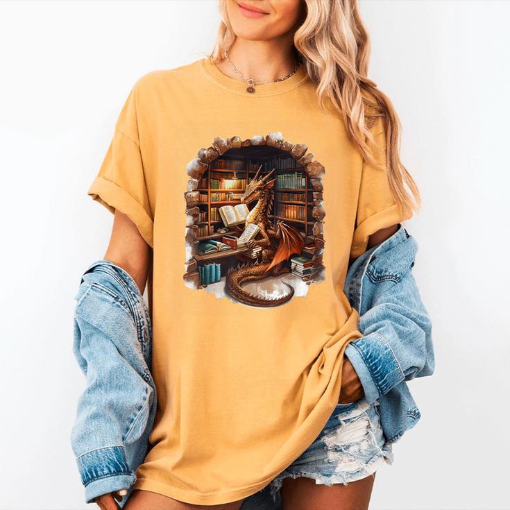 Fantasy Dragon Reading Book Lover Women's Comfort Colors T-Shirt Fantasy Dragon Reading Book Lover Women's Comfort Colors T-Shirt