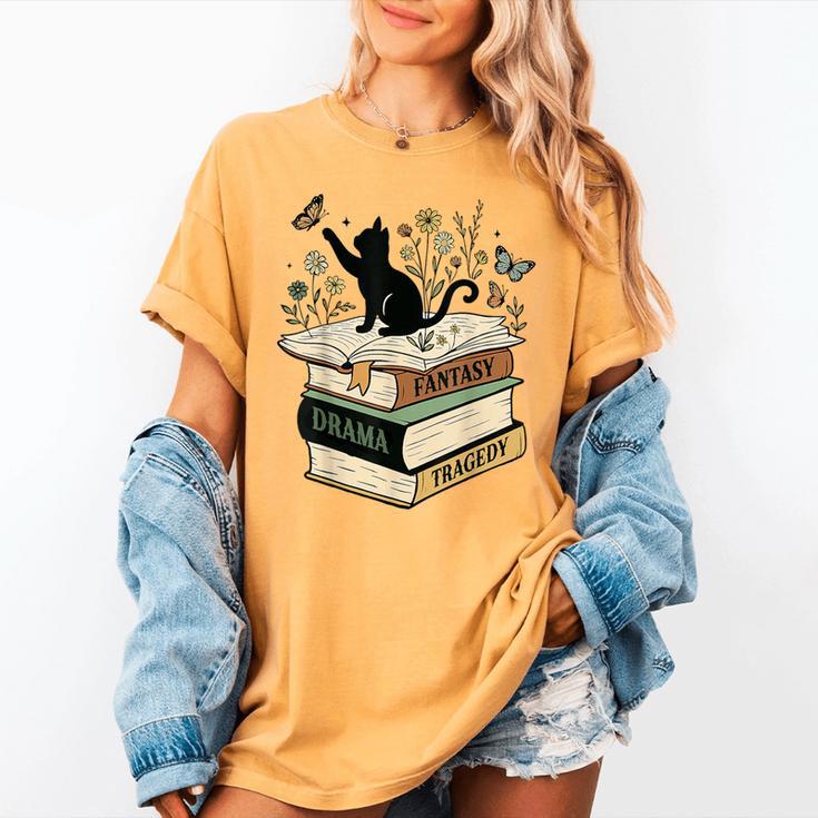 Fantasy Drama Tragedy Cat Book Lover Reading Humor Women's Comfort Colors T-Shirt Fantasy Drama Tragedy Cat Book Lover Reading Humor Women's Comfort Colors T-Shirt