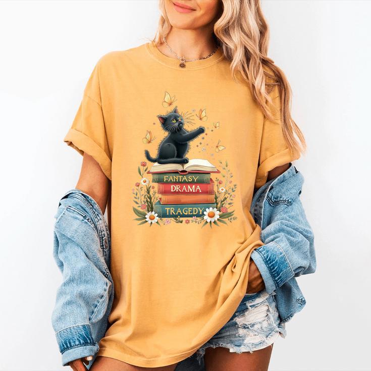 Fantasy Drama Tragedy Reading Lover Book Cat Humor Women's Comfort Colors T-Shirt Fantasy Drama Tragedy Reading Lover Book Cat Humor Women's Comfort Colors T-Shirt