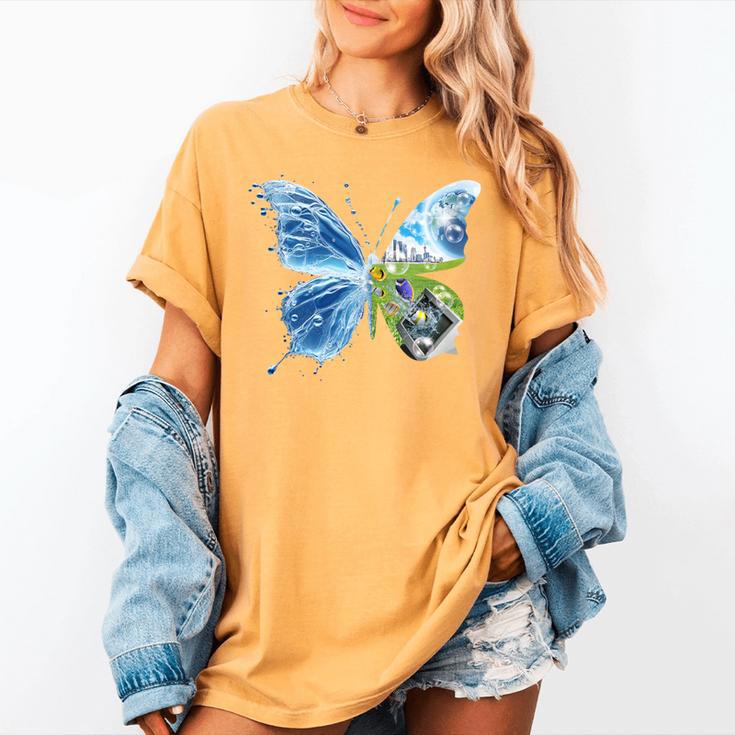 Frutiger Aero Aesthetic Butterfly Computer Fishes Scenery Women's Comfort Colors T-Shirt Frutiger Aero Aesthetic Butterfly Computer Fishes Scenery Women's Comfort Colors T-Shirt