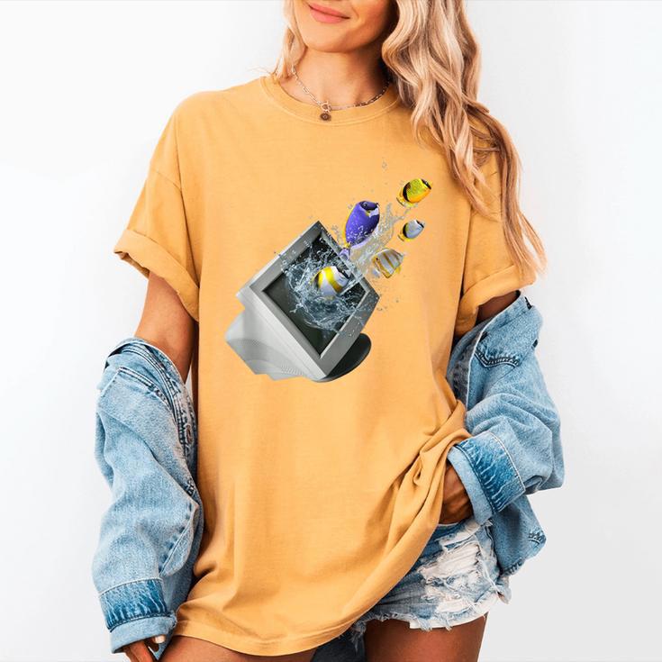 Frutiger Aero Aesthetic Tech Computer Aquarium Fishes Women's Comfort Colors T-Shirt Frutiger Aero Aesthetic Tech Computer Aquarium Fishes Women's Comfort Colors T-Shirt