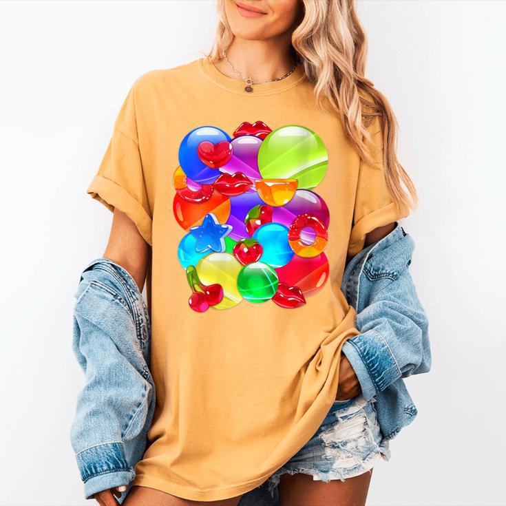 Frutiger Aero Aesthetic Tech Orb Pattern Heart Cherry Lips Women's Comfort Colors T-Shirt
