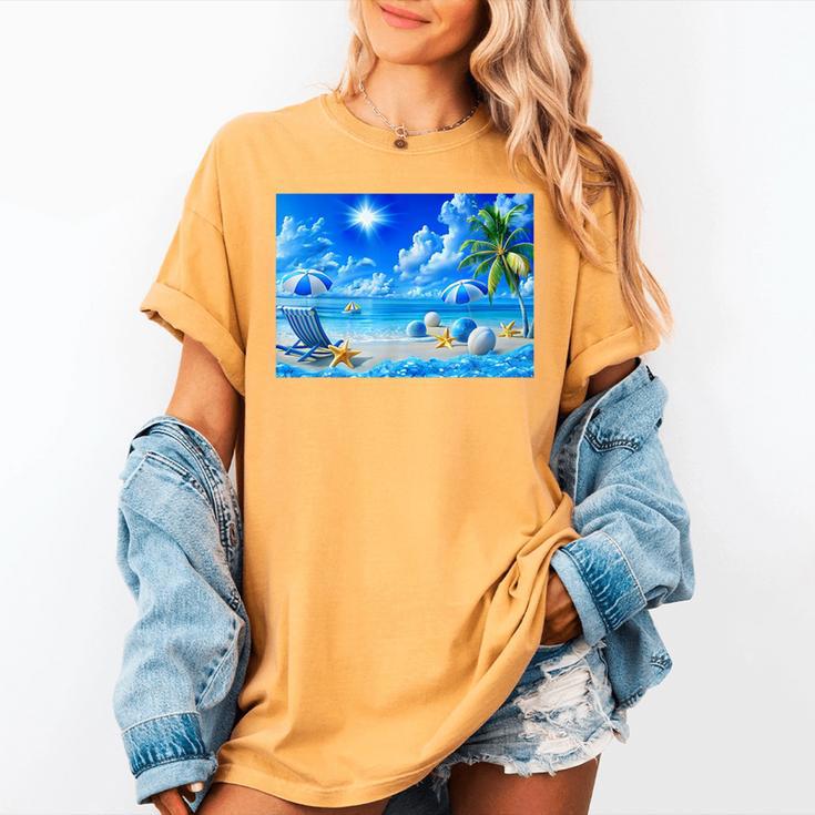 Frutiger Aero Beach Y2k Aesthetic Palm Tree Sand Ocean Men Women Girls Kids Women's Comfort Colors T-Shirt Frutiger Aero Beach Y2k Aesthetic Palm Tree Sand Ocean Men Women Girls Kids Women's Comfort Colors T-Shirt
