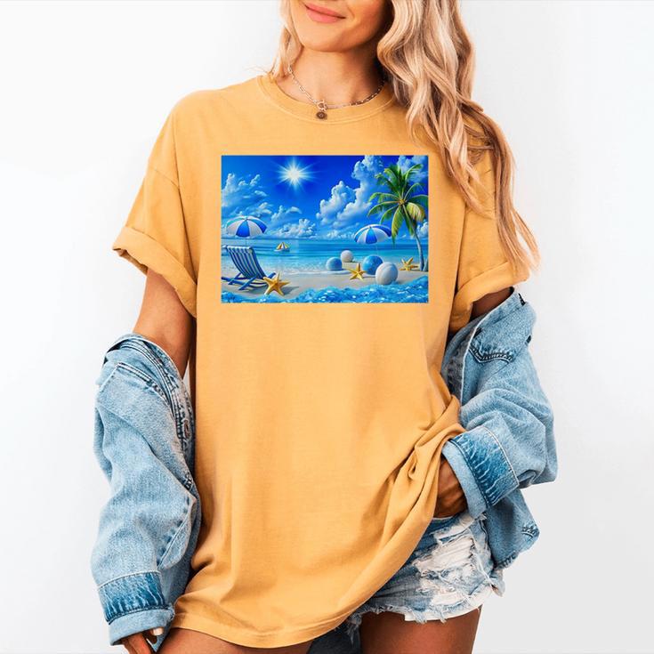 Frutiger Aero Beach Y2k Aesthetic Palm Tree Sand Ocean Premium Women's Comfort Colors T-Shirt Frutiger Aero Beach Y2k Aesthetic Palm Tree Sand Ocean Premium Women's Comfort Colors T-Shirt