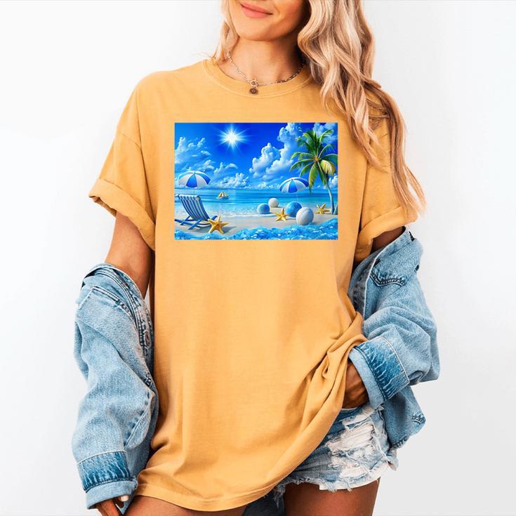 Frutiger Aero Beach Y2k Aesthetic Palm Tree Sand Ocean Women's Comfort Colors T-Shirt Frutiger Aero Beach Y2k Aesthetic Palm Tree Sand Ocean Women's Comfort Colors T-Shirt