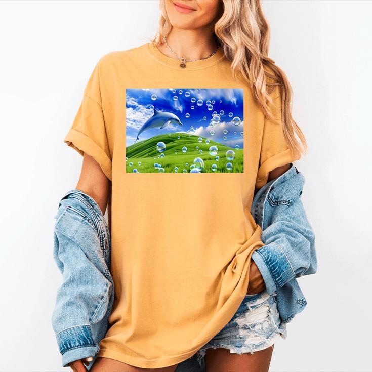 Frutiger Aero Dolphin Meadow Aesthetic Y2k 2000s Ironic Women's Comfort Colors T-Shirt