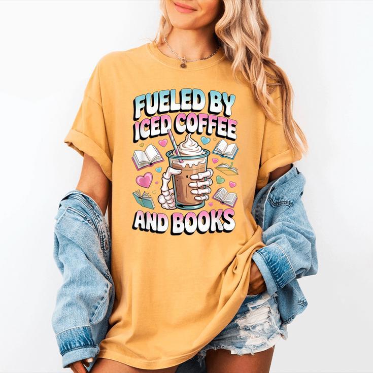 Fueled By Iced Coffee And Books Book Lover Retro Women's Comfort Colors T-Shirt Fueled By Iced Coffee And Books Book Lover Retro Women's Comfort Colors T-Shirt