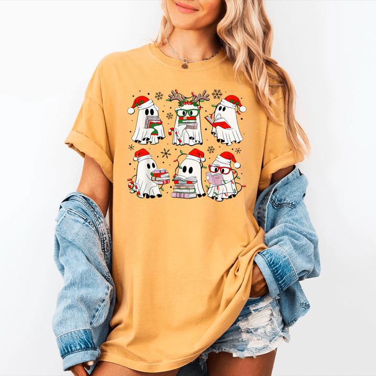 Ghost Book Reading Christmas Books Lover Teacher Kids Women's Comfort Colors T-Shirt Ghost Book Reading Christmas Books Lover Teacher Kids Women's Comfort Colors T-Shirt