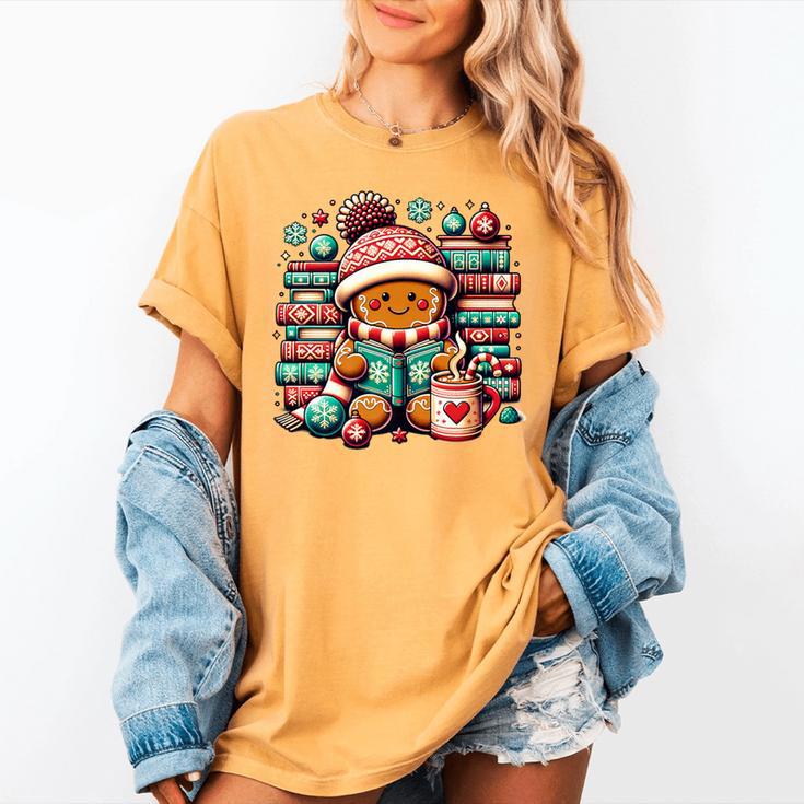 Gingerbread Reading Book Lovers Christmas Bookworm Librarian Premium Women's Comfort Colors T-Shirt