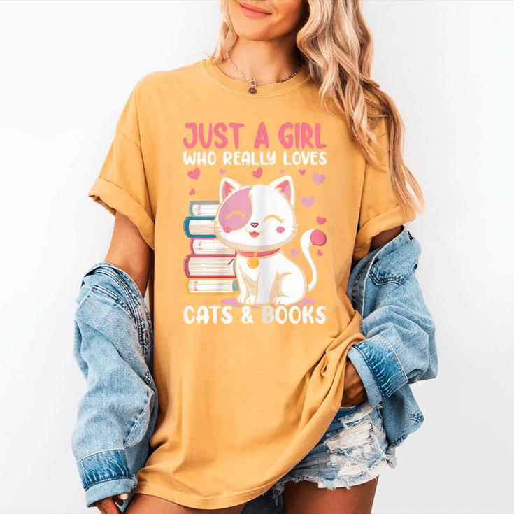 Girl Who Loves Cats And Books Cute Women's Comfort Colors T-Shirt Girl Who Loves Cats And Books Cute Women's Comfort Colors T-Shirt