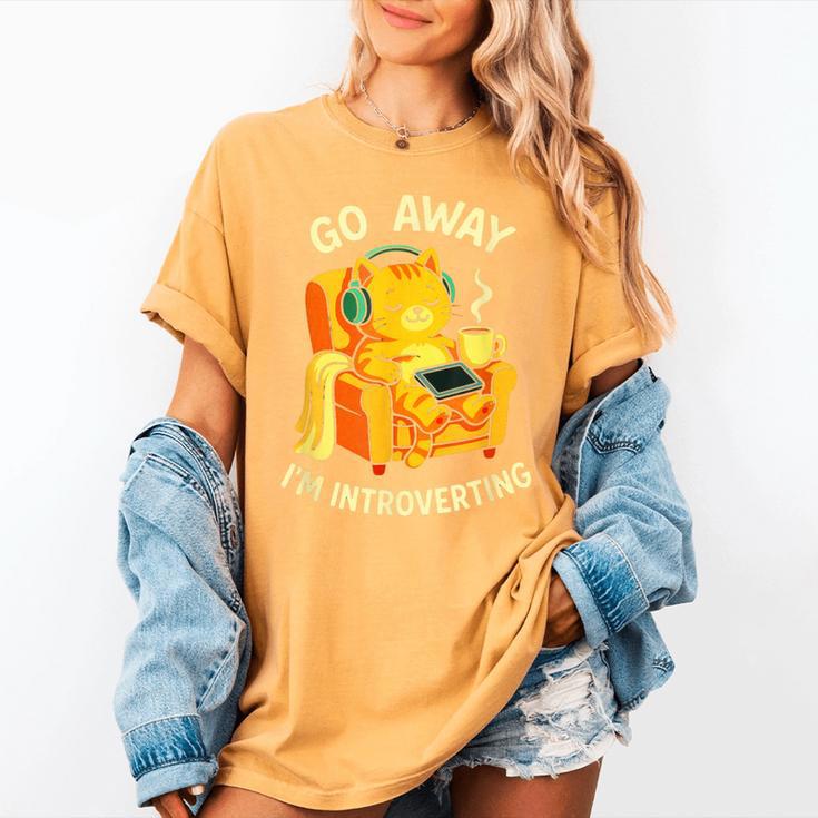 Go Away I'm Introverting Cat Coffee Headphones Women's Comfort Colors T-Shirt Go Away I'm Introverting Cat Coffee Headphones Women's Comfort Colors T-Shirt