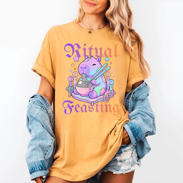 Goth Capybara Ramen Ritual Feasting Soft Introvert Art Women's Comfort Colors T-Shirt