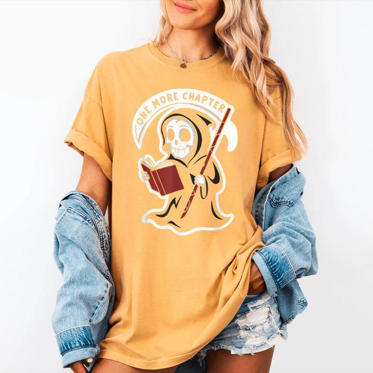 Grim Reaper Bookworm Cute Book Reading Halloween Women's Comfort Colors T-Shirt Grim Reaper Bookworm Cute Book Reading Halloween Women's Comfort Colors T-Shirt