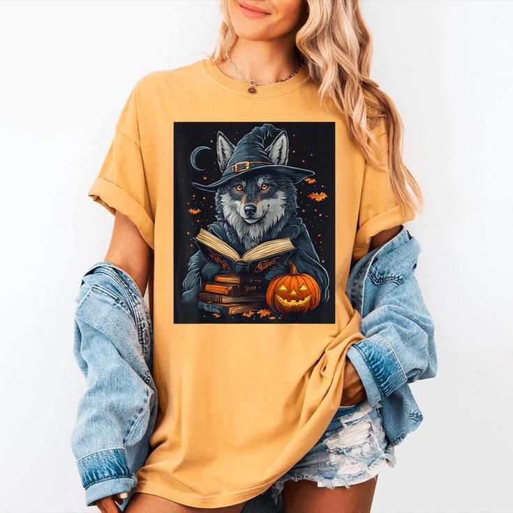 Halloween Girls Boys Cute Wolf Book Pumpkin Kids Halloween Women's Comfort Colors T-Shirt