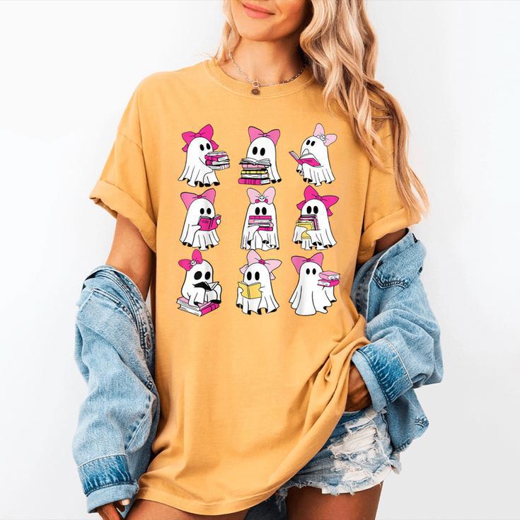 Halloween Pink Ghost Read More Books Spooky Boo Teacher Kids Women's Comfort Colors T-Shirt