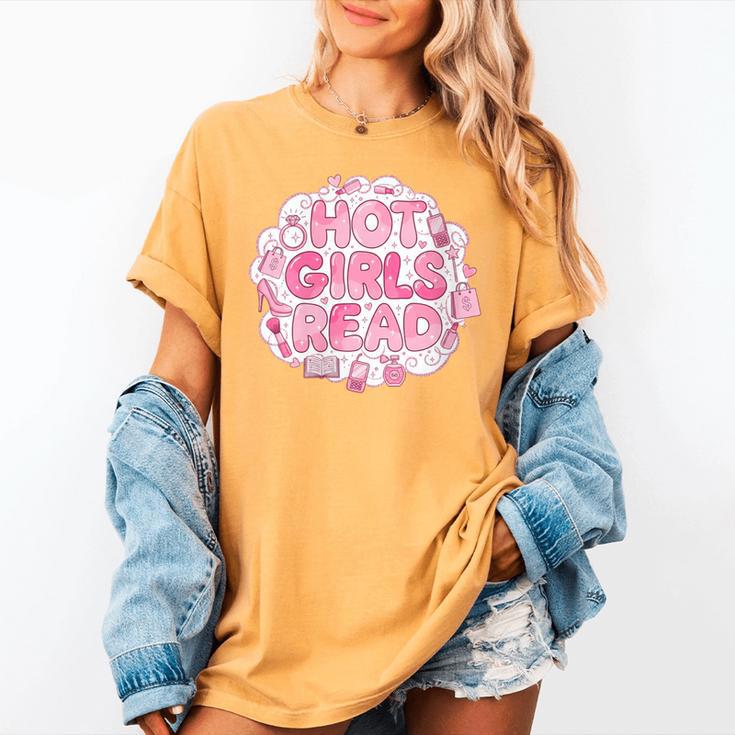 Hot Girls Read Pink Aesthetic Book Lover Reading Women's Comfort Colors T-Shirt