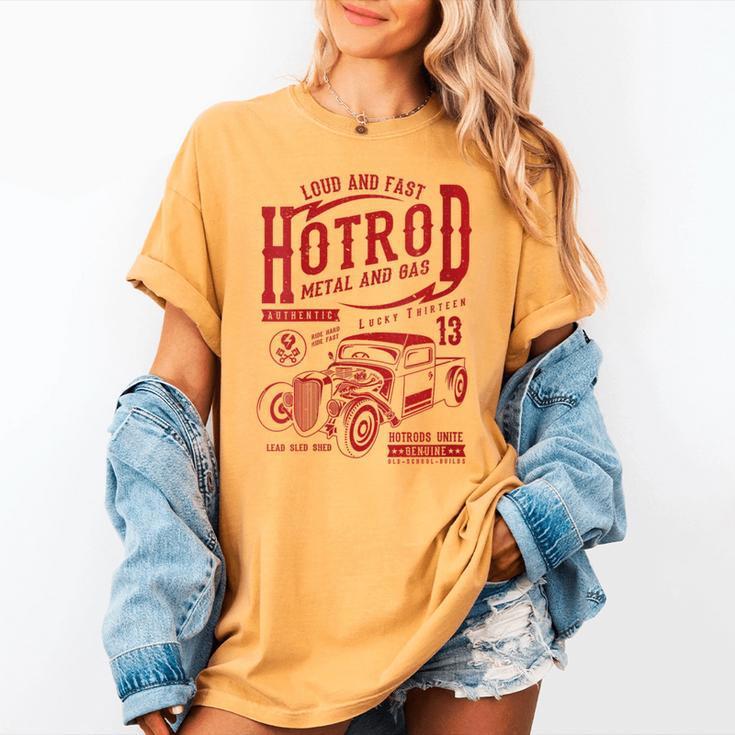 Hotrod Car Automotive Nostalgia Distressed Retro Women's Comfort Colors T-Shirt