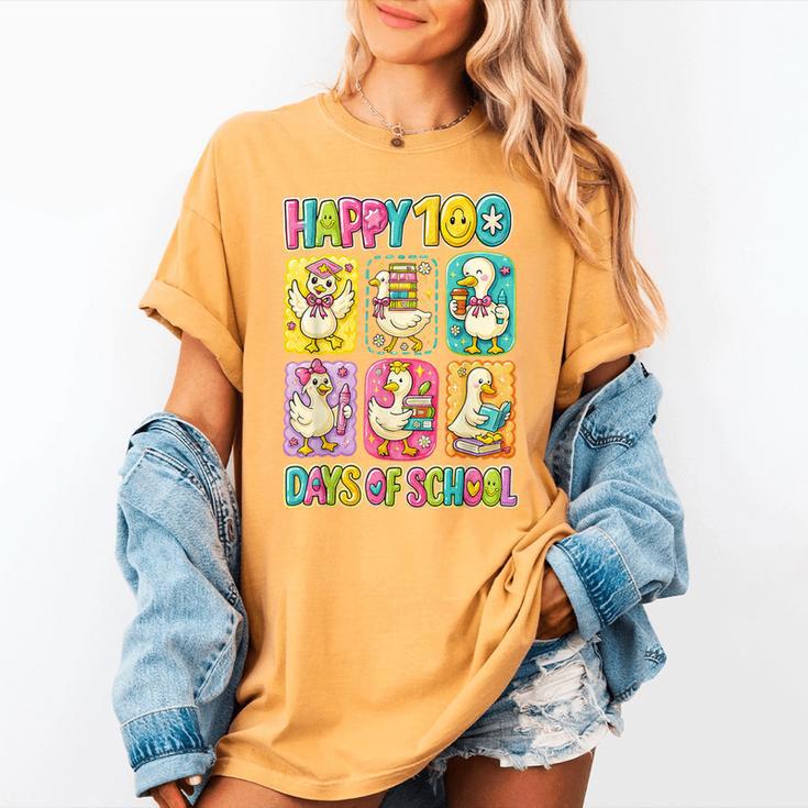 HUGvyn Happy 100 Days Of School Teacher Goose Preppy Books Women's Comfort Colors T-Shirt