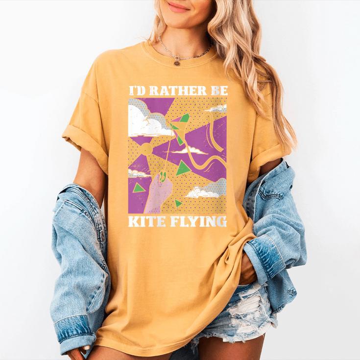 I'd Rather Be Kite Flying Throwback Hobby Memory Kite Women's Comfort Colors T-Shirt