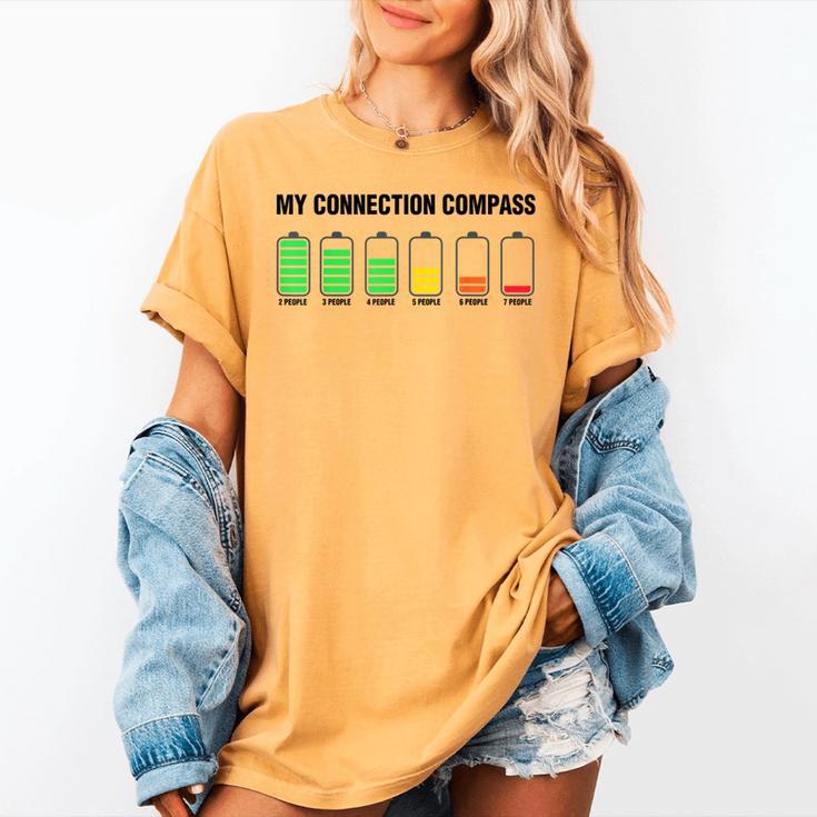Introvert Low Battery My Connection Compass Women's Comfort Colors T-Shirt Introvert Low Battery My Connection Compass Women's Comfort Colors T-Shirt