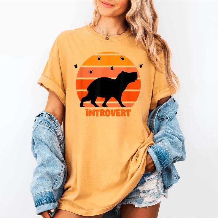 Introvert Retro Sunset Capybara Tee Women's Comfort Colors T-Shirt