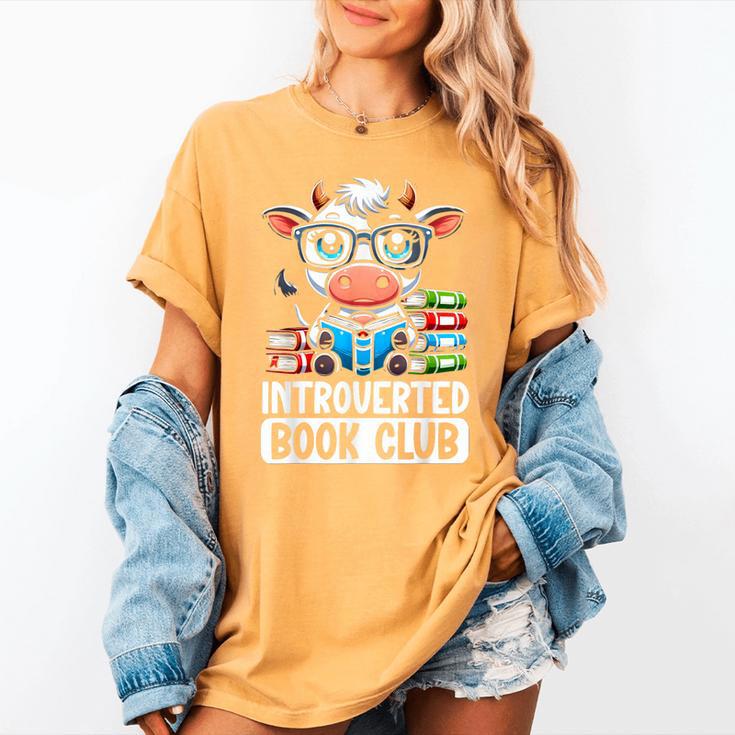 Introverted Book Club Reading Lover Cow Women's Comfort Colors T-Shirt Introverted Book Club Reading Lover Cow Women's Comfort Colors T-Shirt