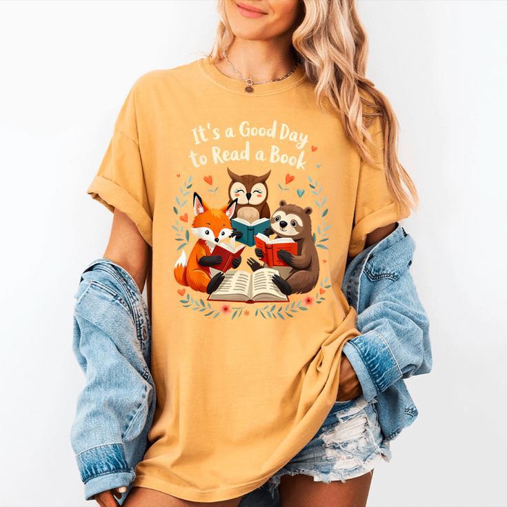 Its A Good Day To Read Book Cute Fox Sloth Owl Novel Reading Women's Comfort Colors T-Shirt Its A Good Day To Read Book Cute Fox Sloth Owl Novel Reading Women's Comfort Colors T-Shirt
