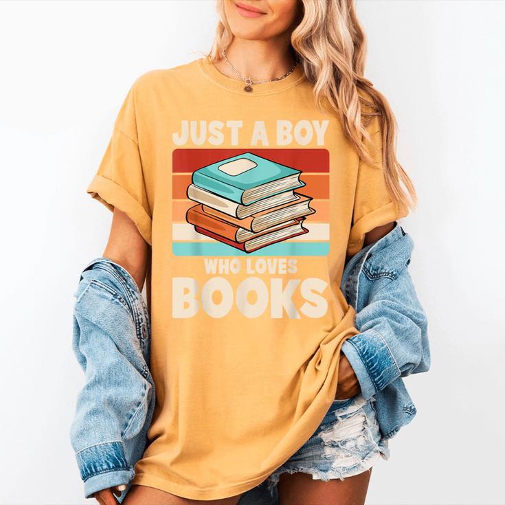 Just A Boy Who Loves Books Reading Bookworm Boys Kids Women's Comfort Colors T-Shirt